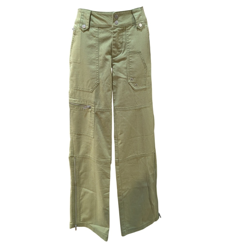 BDG Urban Outfitters Olive Green Cargo Utility Wide Leg Zipper Pants Women 2 NWT